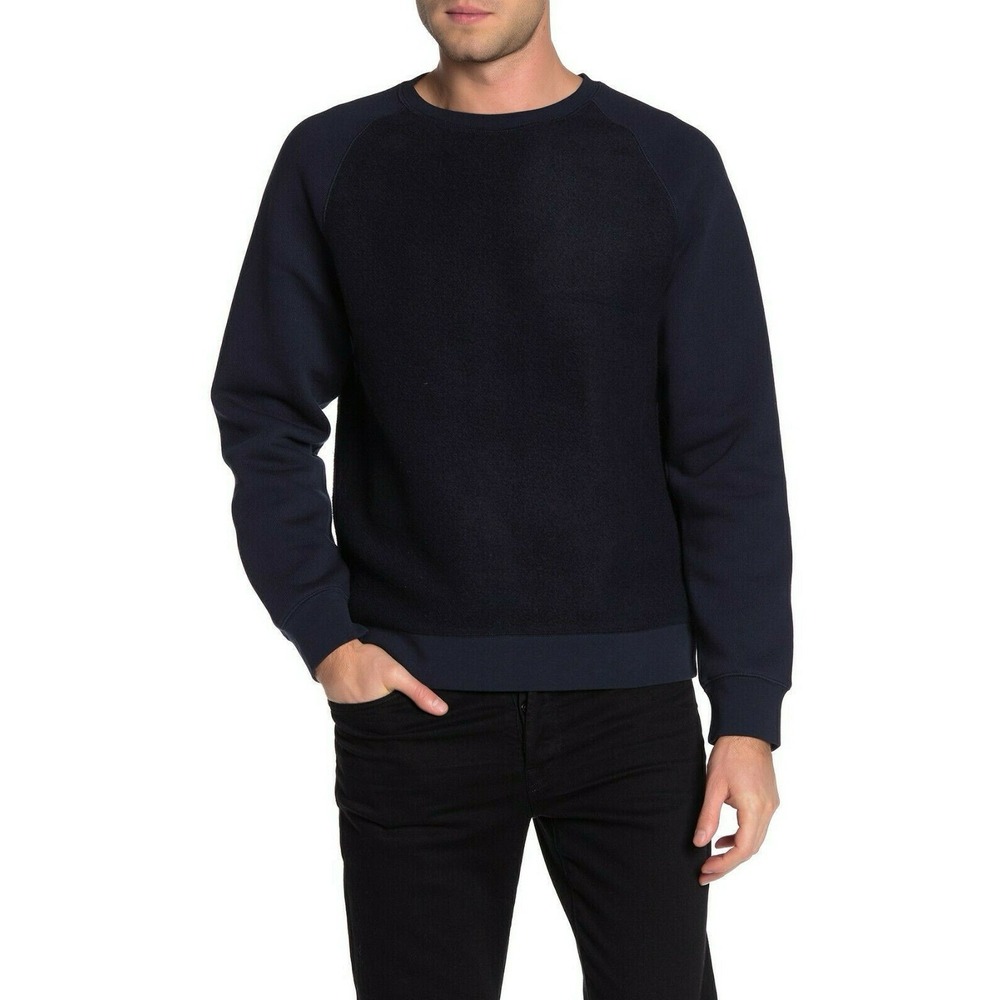 VINCE Men's In Blue Teddy Crew Neck Pullover Sweater Size M